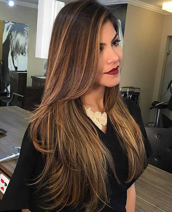 Long Layered Straight Hair Front View