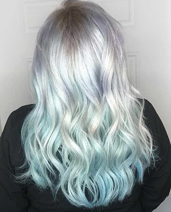 Blonde To Pastel Blue Ombre