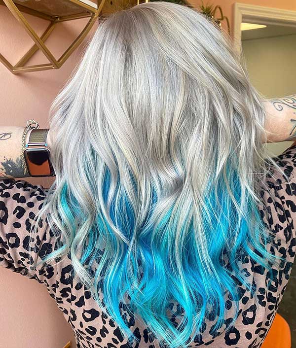 Blonde Hair With Blue Ombre
