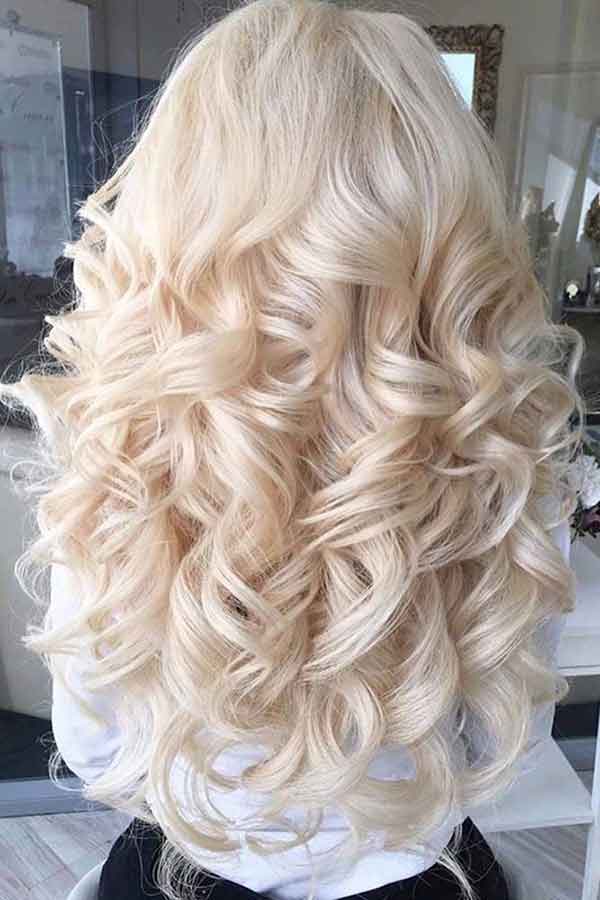 Long Curly Platinum Blonde Hair